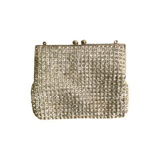 Vintage silver sparkly sequined clutch handbag purse